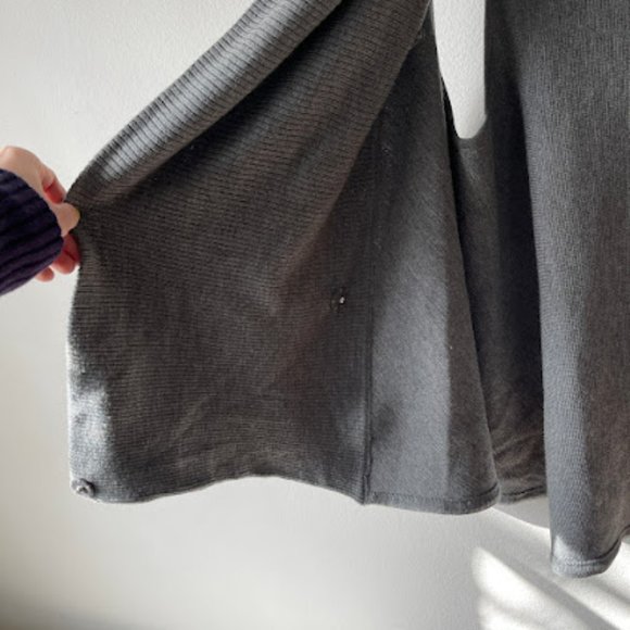 Alice + Olivia Asymmetrical Draped Wool Ribbed Knit Wrap Cardigan Vest - Picture 10 of 12